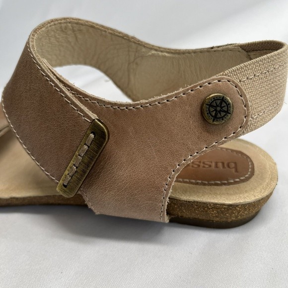 Bussola Maynila Women's Beige Leather Sandals Size 40 US 9 Flats Cork Tan Straps - Picture 6 of 14
